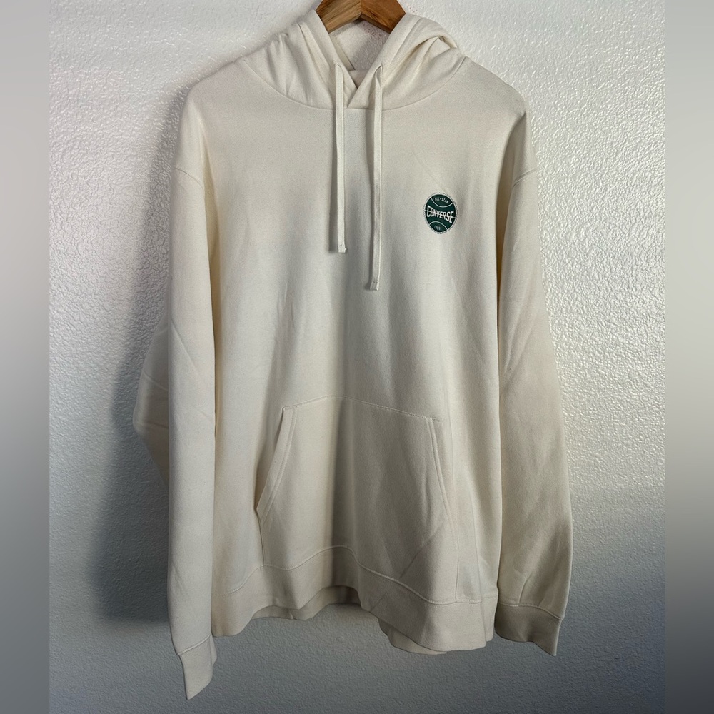 Converse All Star Logo Athletic Fleece Hoodie Sweater Off White Men Size XL